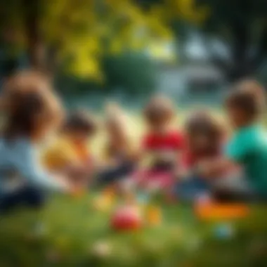 Children participating in a collaborative outdoor game