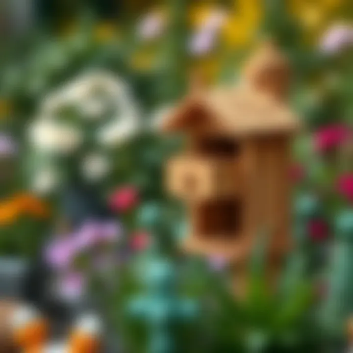 Handcrafted wooden mailbox in a garden setting