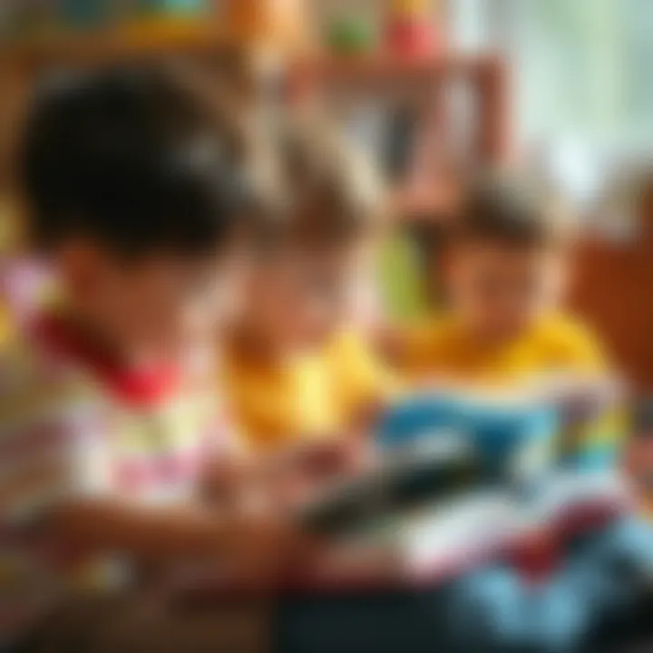 Children engaging with activity books