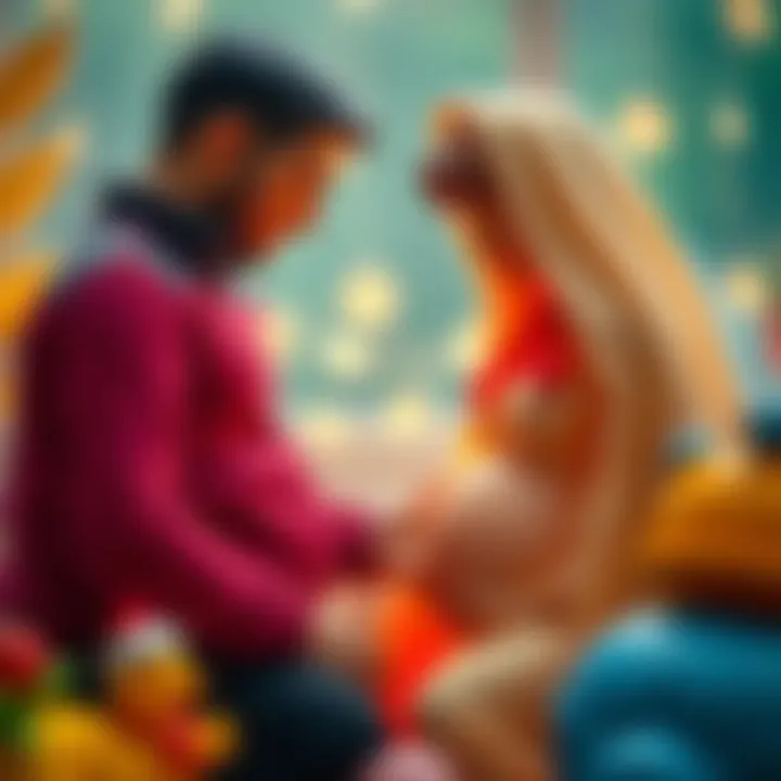 Illustration of a parent engaging with their unborn child