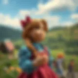 Anne Shirley expressing her imagination in a picturesque landscape