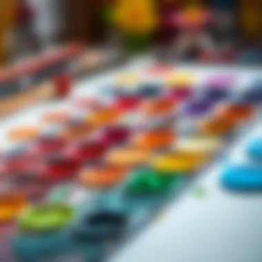 An artist’s palette with various colors for flower watercolor paintings