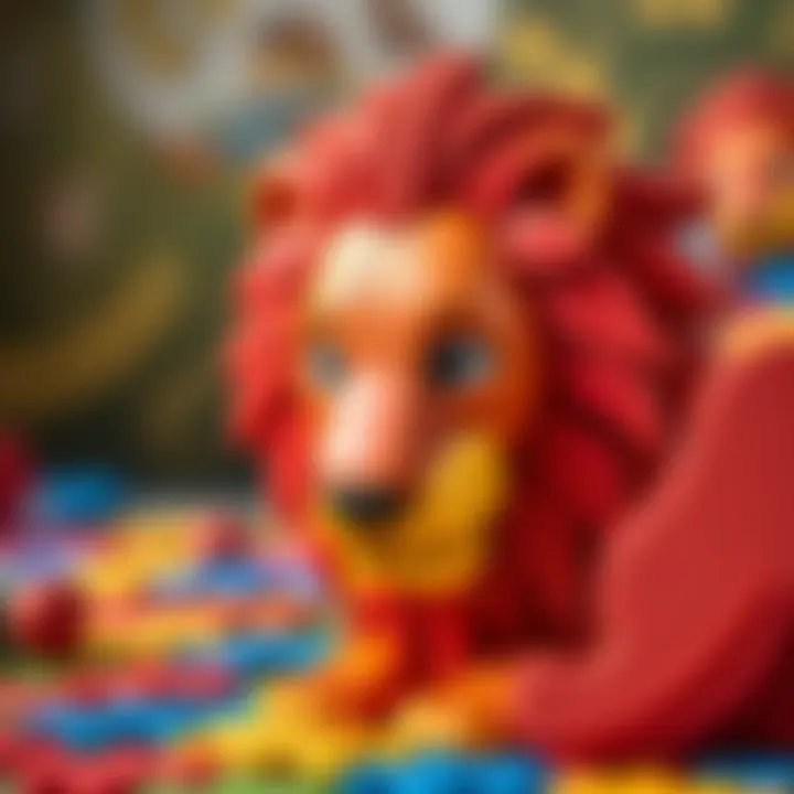 Close-up of a completed lion puzzle with vibrant colors