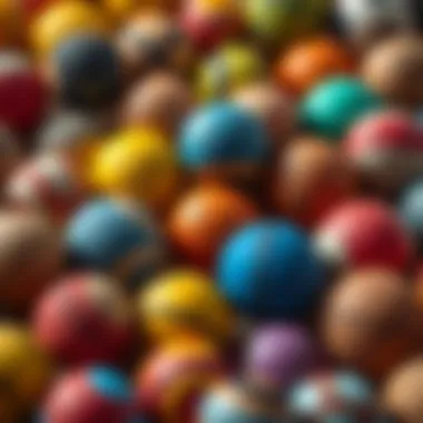 An assortment of colorful balls showcasing different textures and sizes