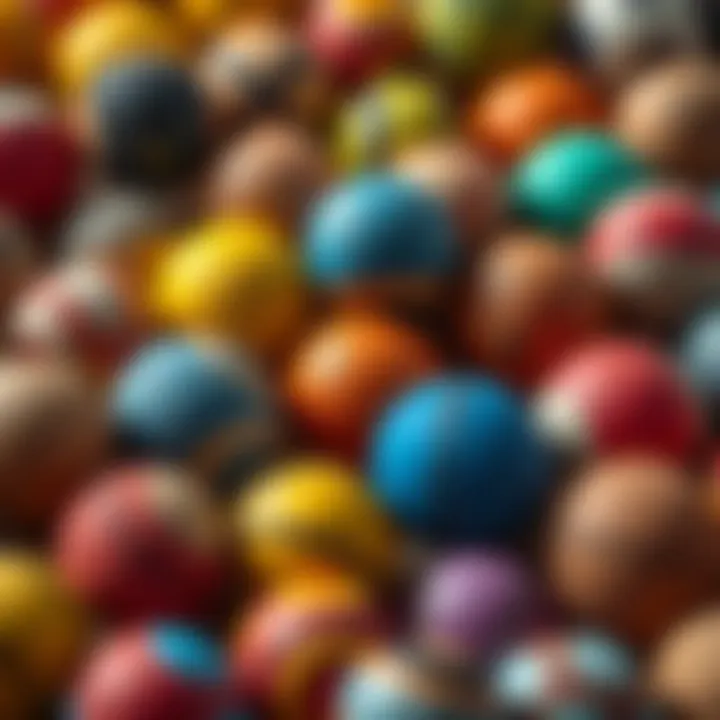 An assortment of colorful balls showcasing different textures and sizes