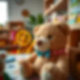 A plush bear in a child's playroom, symbolizing emotional support.