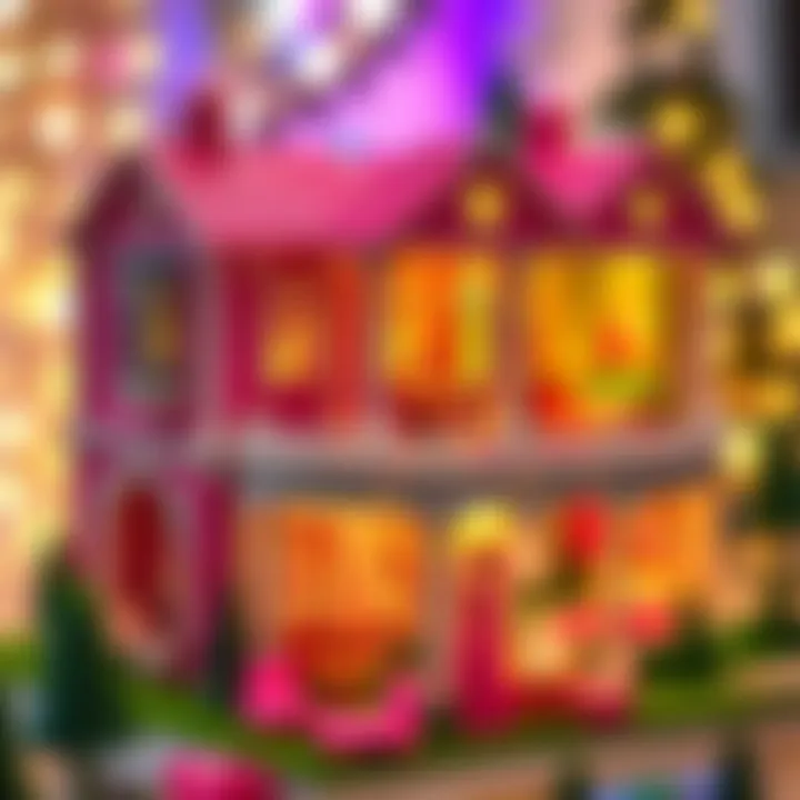 An artistic representation of the evolution of Barbie's Dream House design over the years