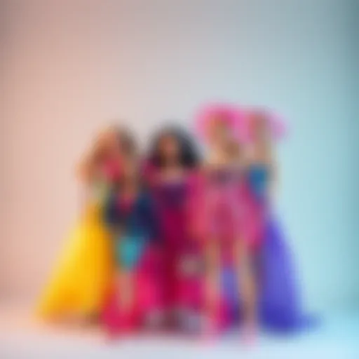 Vibrant Barbie Dress-Up Costumes A collection of vibrant costumes for Barbie dolls