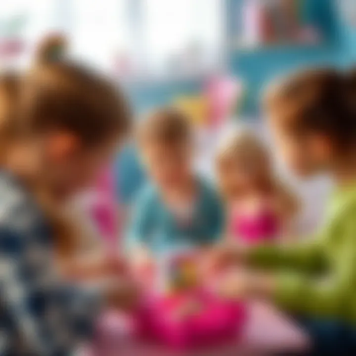 Engaging Playtime with Barbie Dolls Children playing with Barbie toys