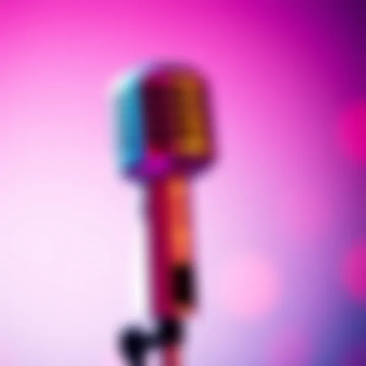 A close-up of a Barbie microphone displaying its vibrant design and features.
