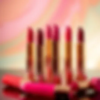 Colorful Barbie lipstick collection displayed elegantly