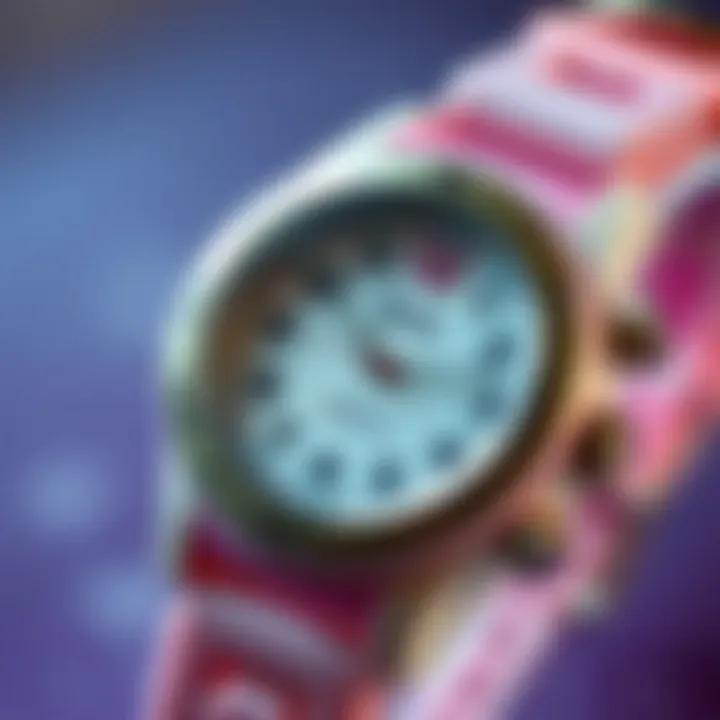 Close-up of Barbie watch features highlighting educational aspects