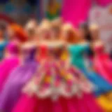 Colorful Barbie dress collection inspiring creativity