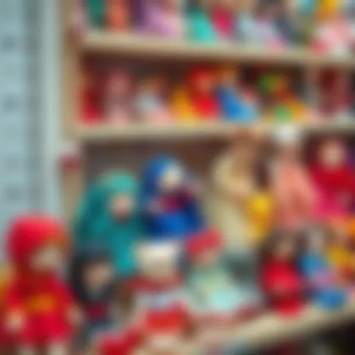 Colorful dolls displayed on a shelf