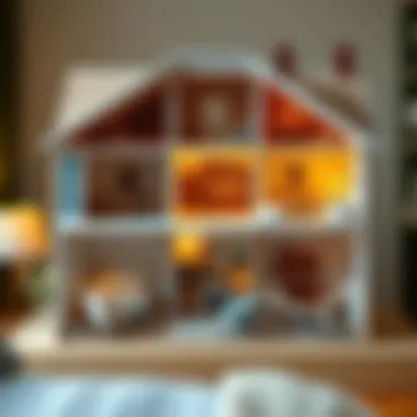 A beautifully designed dollhouse showcasing various rooms and furniture.