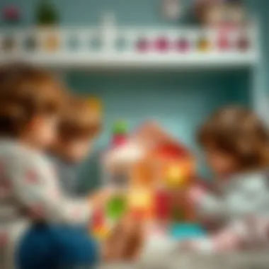 Children engaging in imaginative play with a dollhouse.