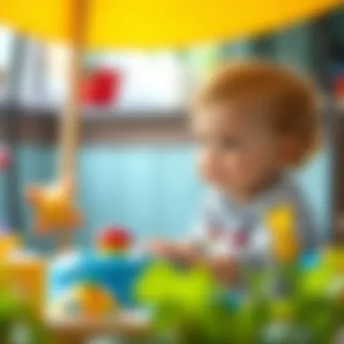 Baby enjoying playtime in a safe shaded space