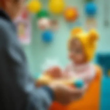 Parent selecting a baby shaded ring for safety