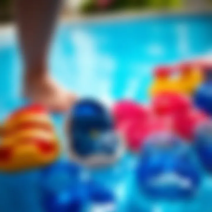 Thoughtful Selection of Pool Shoes Parents selecting the best pool shoes for their baby