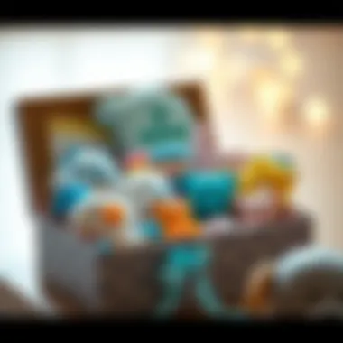 Creative arrangement of baby essentials in a gift box