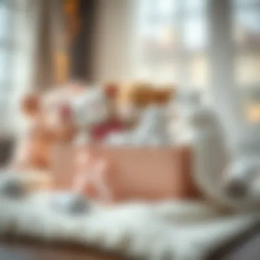 Elegant baby gift box filled with soft toys and blankets
