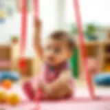 A baby engaging in gymnastics activities