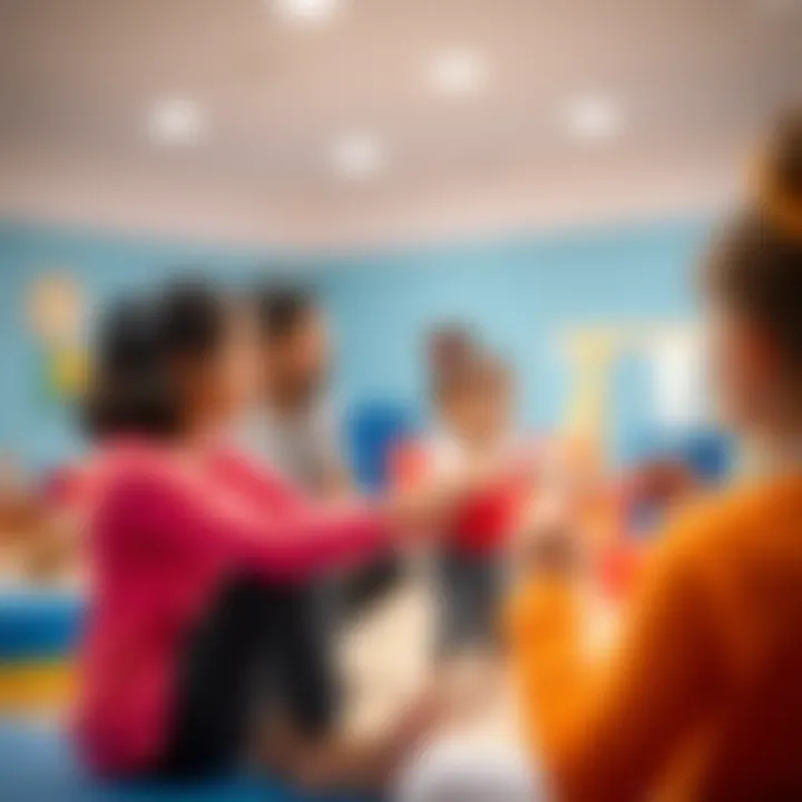 Parents observing a gymnastics class for babies