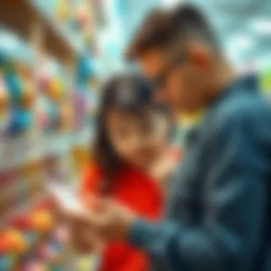 A parent examining baby product labels for safety