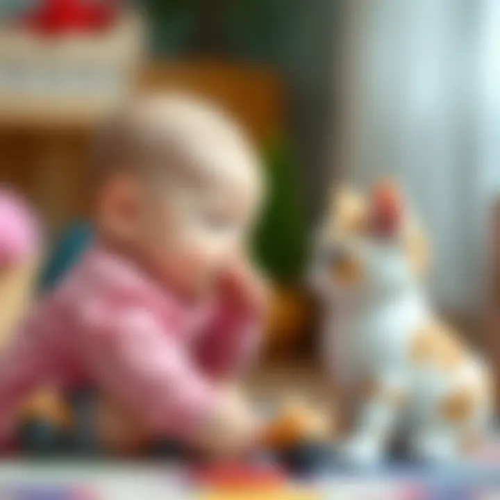 An engaging scene of a baby and a cat interacting, highlighting emotional growth.