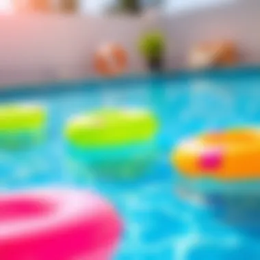Vibrant Pool Floats Vibrant pool floats in a sunlit swimming pool