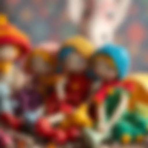 Colorful cloth dolls inviting imaginative play