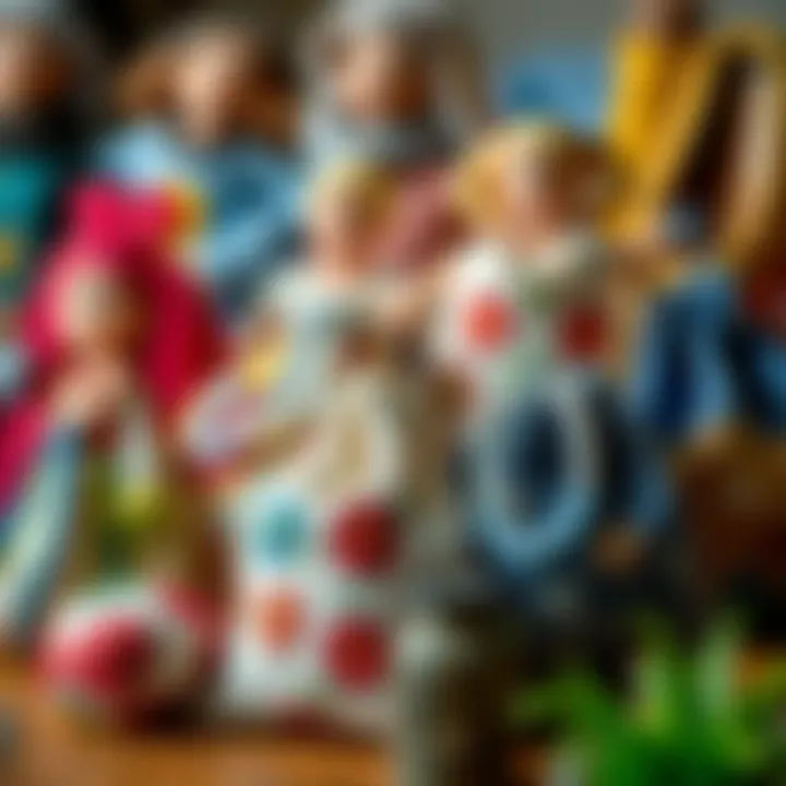 A collection of completed fabric bags highlighting artistic skills