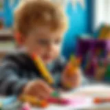 Child expressing creativity through art with Bic triangular jumbo crayons