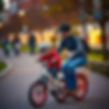 Guiding Young Ones in Bicycle Riding Parent assisting child with bicycle riding