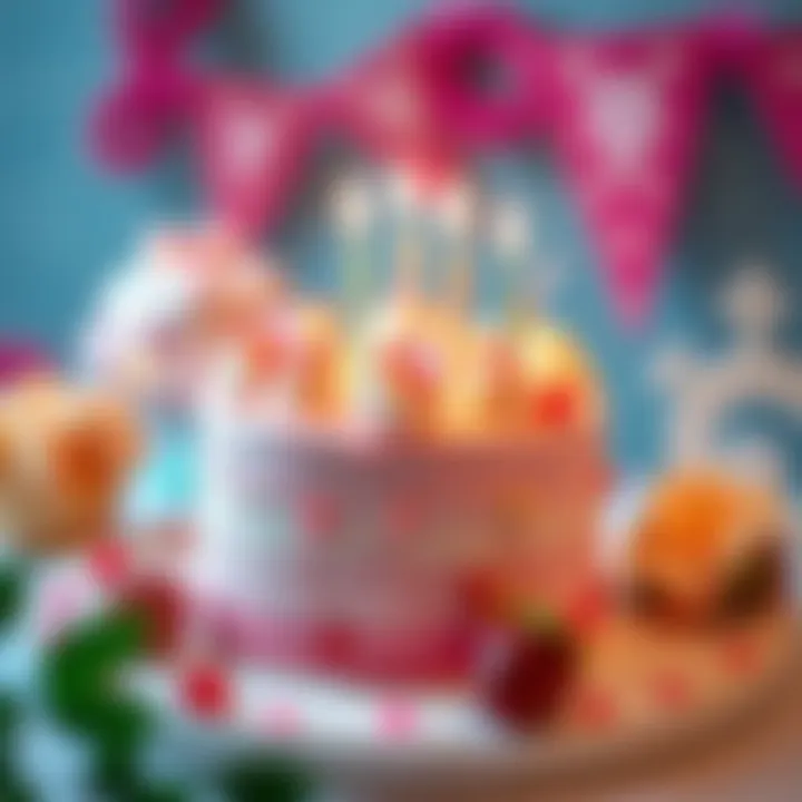 A beautifully arranged birthday cake for a little girl