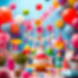 Colorful birthday decorations for a one-year-old girl's party