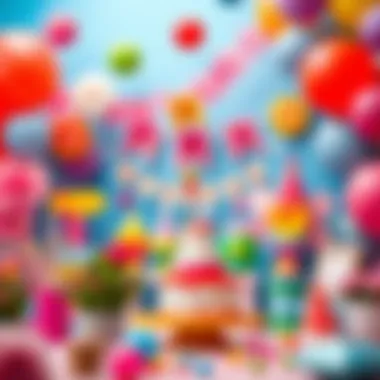 Colorful birthday decorations for a one-year-old girl's party