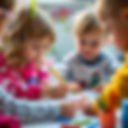 Children coloring in a vibrant coloring book