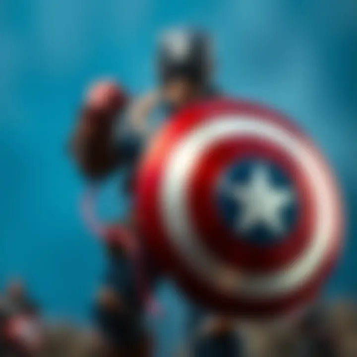 Illustration of Captain America wielding his shield in a heroic pose