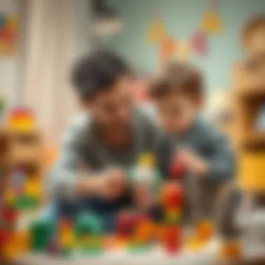 Parent guiding a child in play