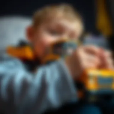 Close-up of a child controlling a remote truck