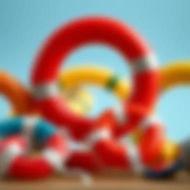 Diverse Types of Children's Life Buoys A close-up of various types of life buoys for children