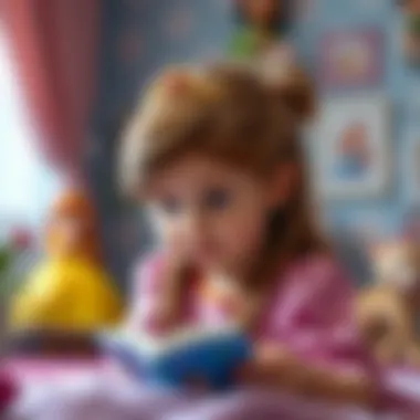 A child engaging with animated princess stories, illustrating the impact on childhood development