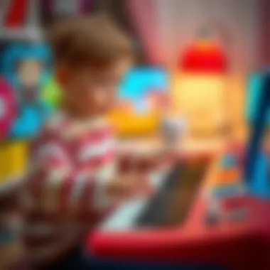 Child engaging with a toy keyboard