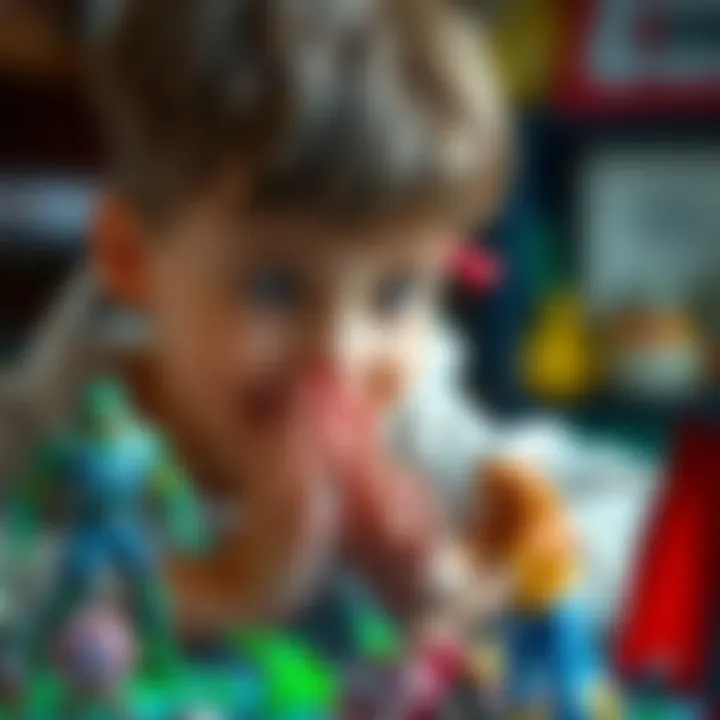 Child Playing with Figures A child playing with Marvel action figures, emphasizing the joy and creativity they bring