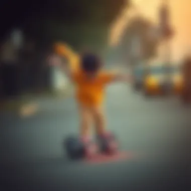 A child confidently riding a hoverboard, showcasing balance and coordination