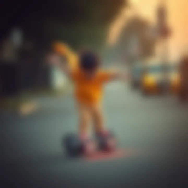 A child confidently riding a hoverboard, showcasing balance and coordination
