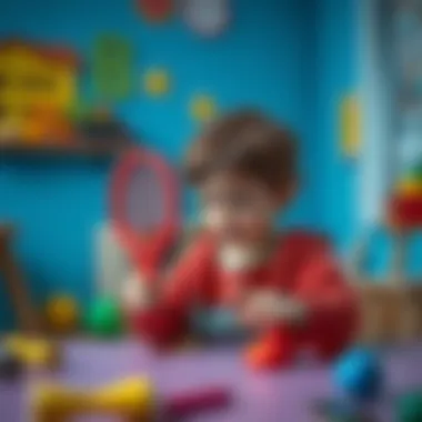 A child using a toy racket in a playful learning environment