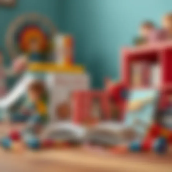 Colorful illustration of various audio book genres for children