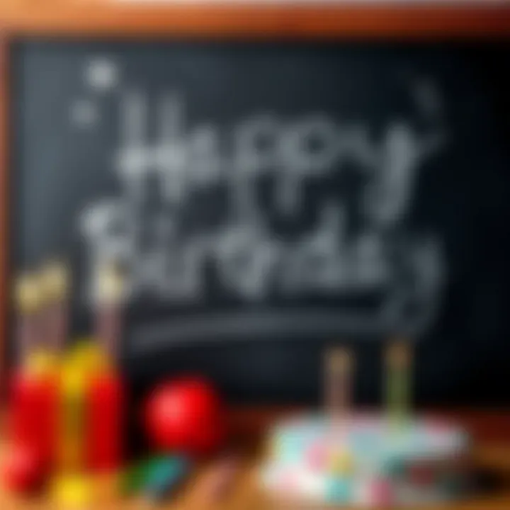 A creative birthday message written on a chalkboard.